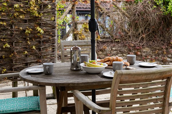 Breakfast time on Lime Kiln patio